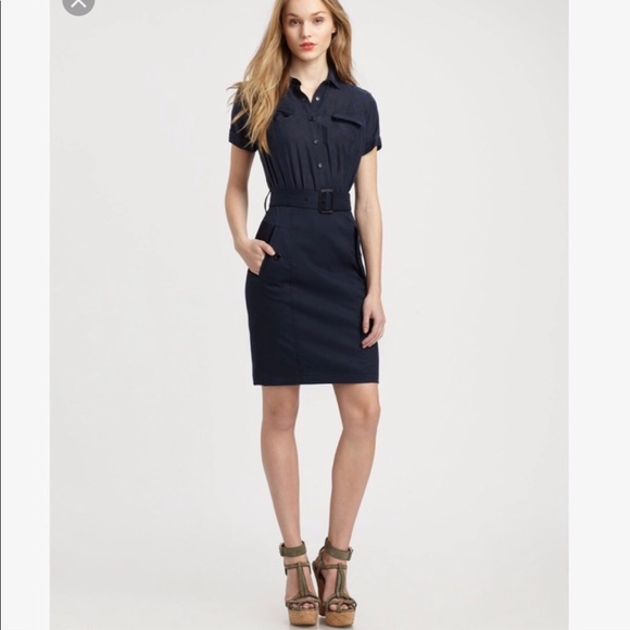 Burberry Navy Military Belted Dress - Picture 4 of 5